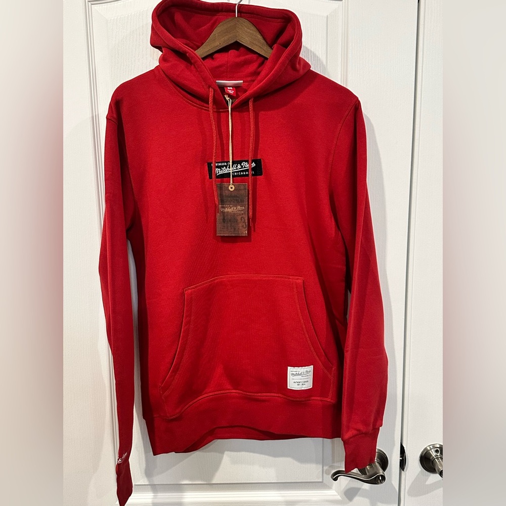 Mitchell and Ness Men’s Branded Box Logo Red Hoodie, Size: Medium